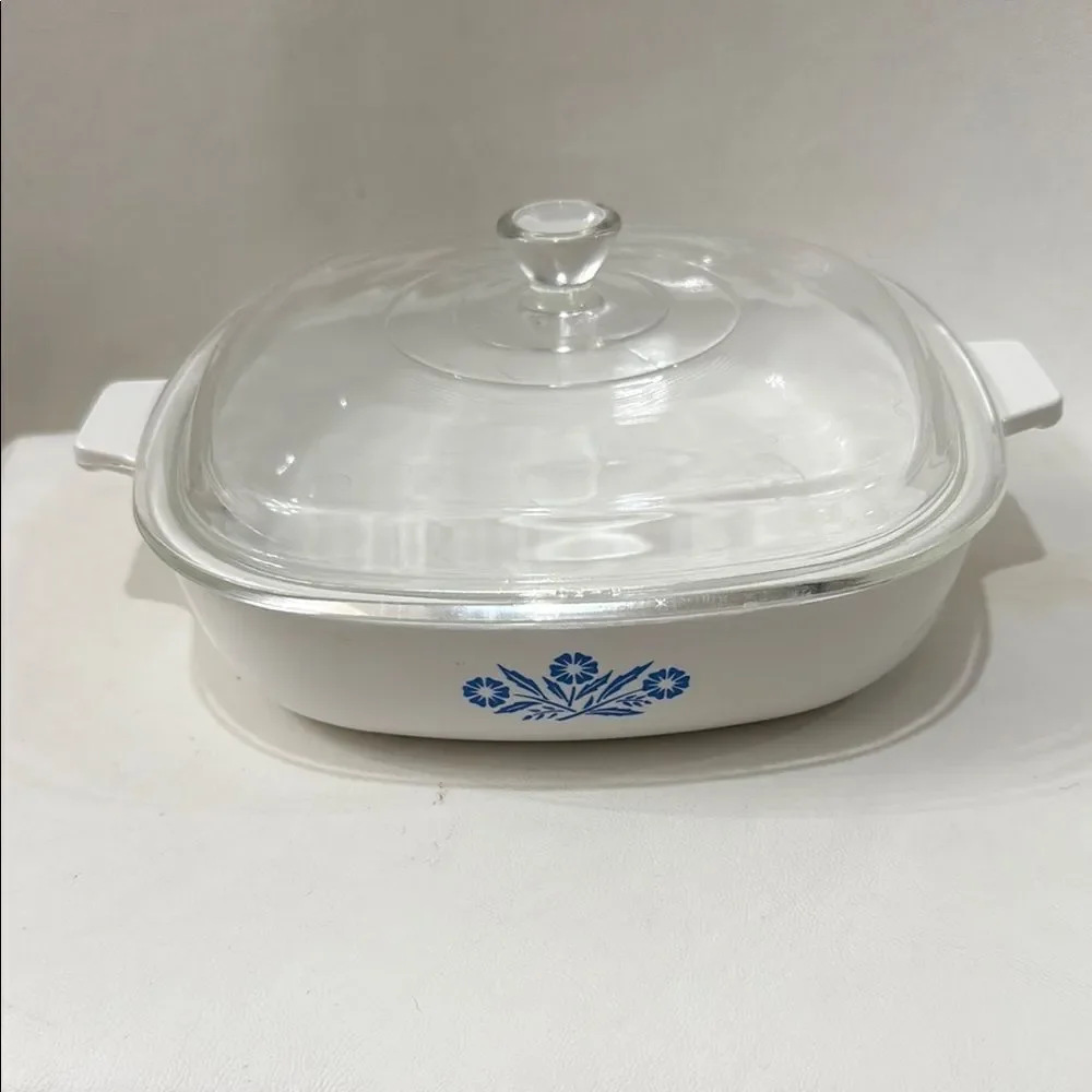Corningware Blue Cornflower White Cookware Casserole Dish Lid 9 In P-9-b USA